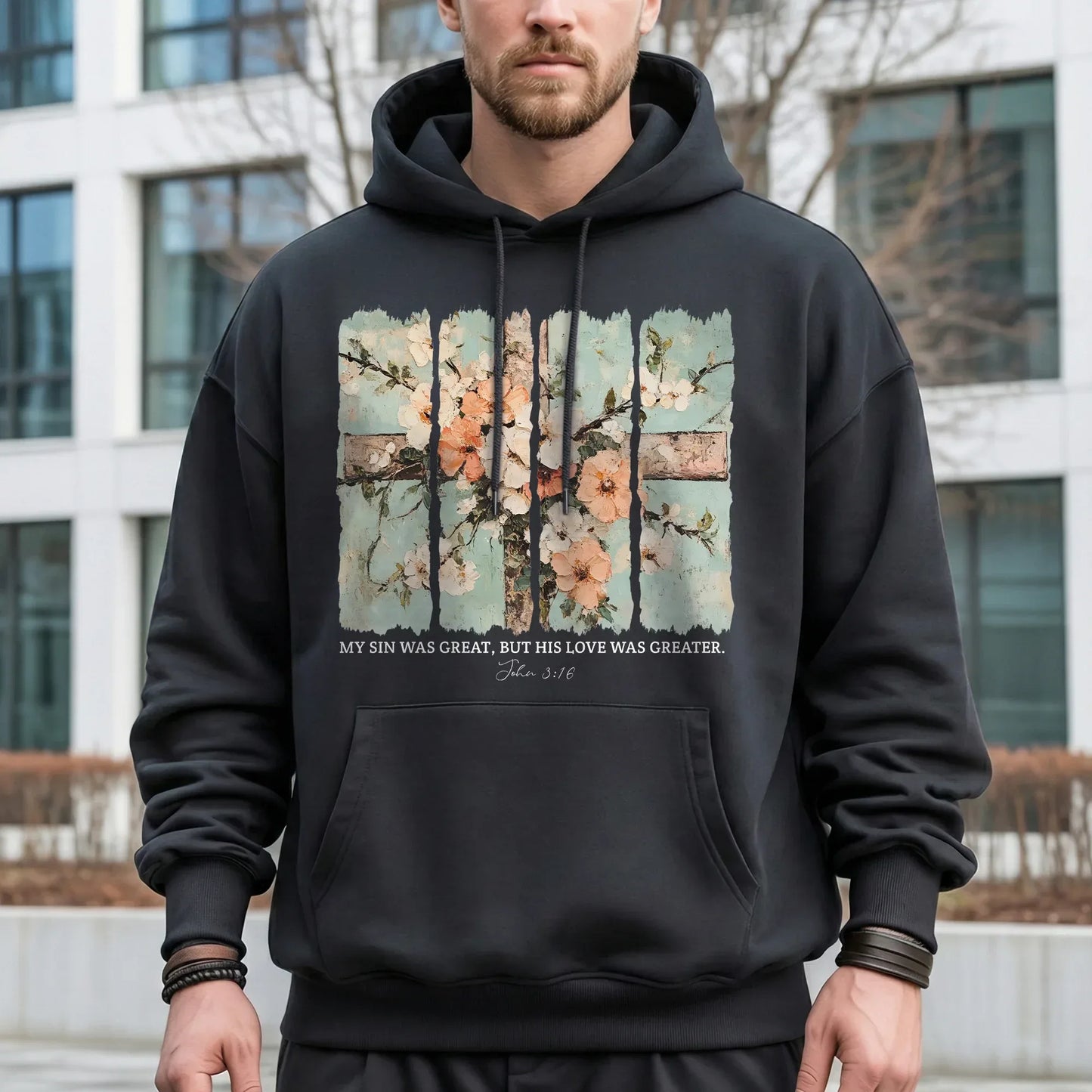 [COMFORT T-SHIRT] My Sin Was Great, His Love Was Greater - Faith Floral - Faith Guided Life