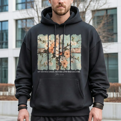 [COMFORT T-SHIRT] My Sin Was Great, His Love Was Greater - Faith Floral - Faith Guided Life