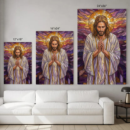 Jesus/ Virgin Mary Prayer Stained Glass Christian Wall Art Poster/Canvas