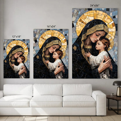 Madonna and Child Mosaic Christian Wall Art Poster/Canvas