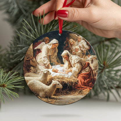 Classical Art Nativity Christmas Ornament | Holy Family Masterpiece | Religious Christian Keepsake