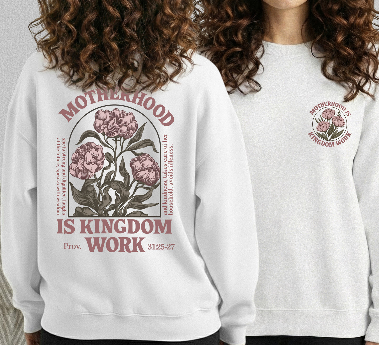 Floral Motherhood is Kingdom Work with Bible Verse – Two Sides – She is Bless – Unisex Tshirt /Hoodie/Sweatshirt