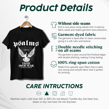 "Psalms Faith Over Fear" Eagle Wings Christian T-Shirt | Faith Guided Life Apparel