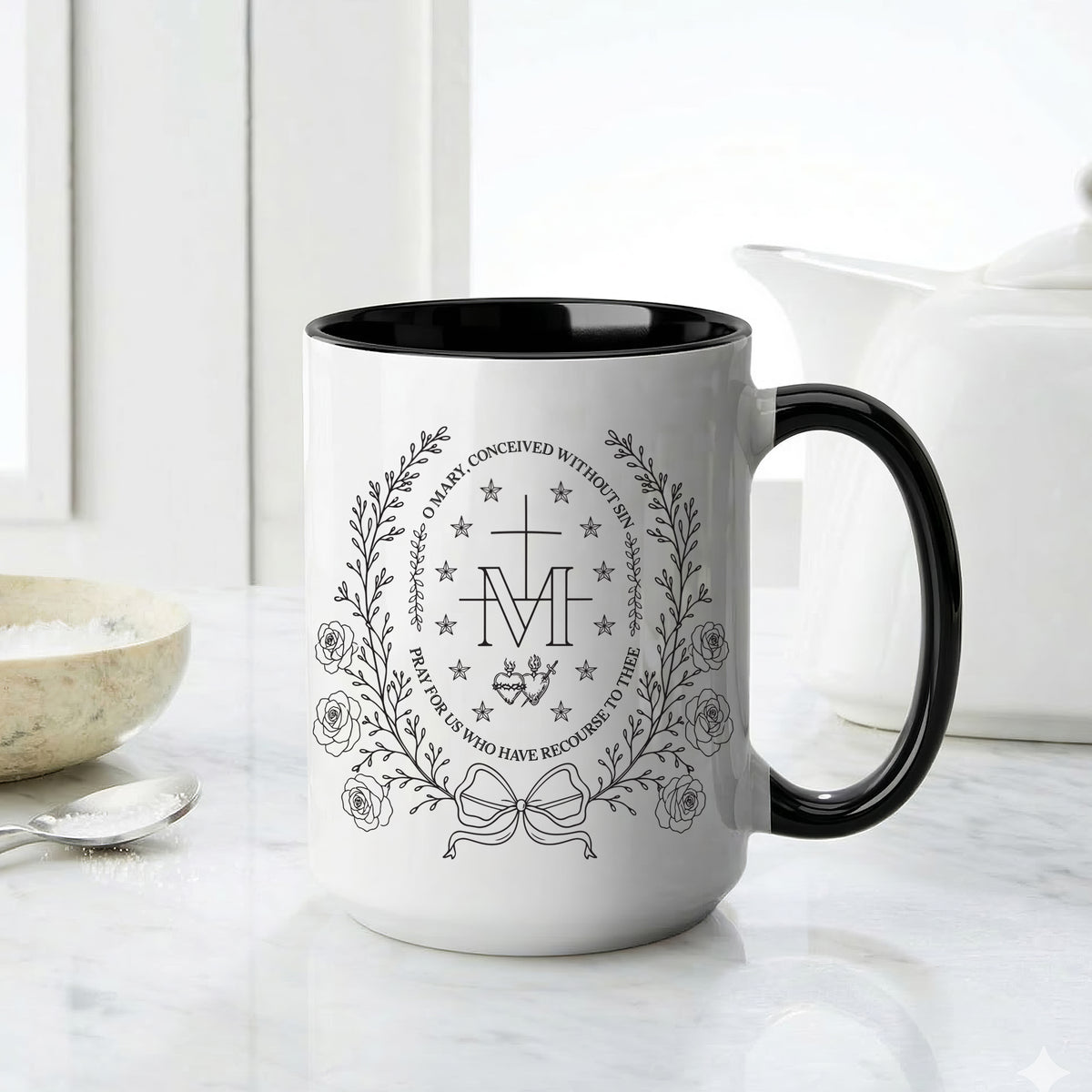 O Mary Conceived Without Sin Prayer Mug - Perfect Christian Gift, Prayer Mug, or Daily Inspiration