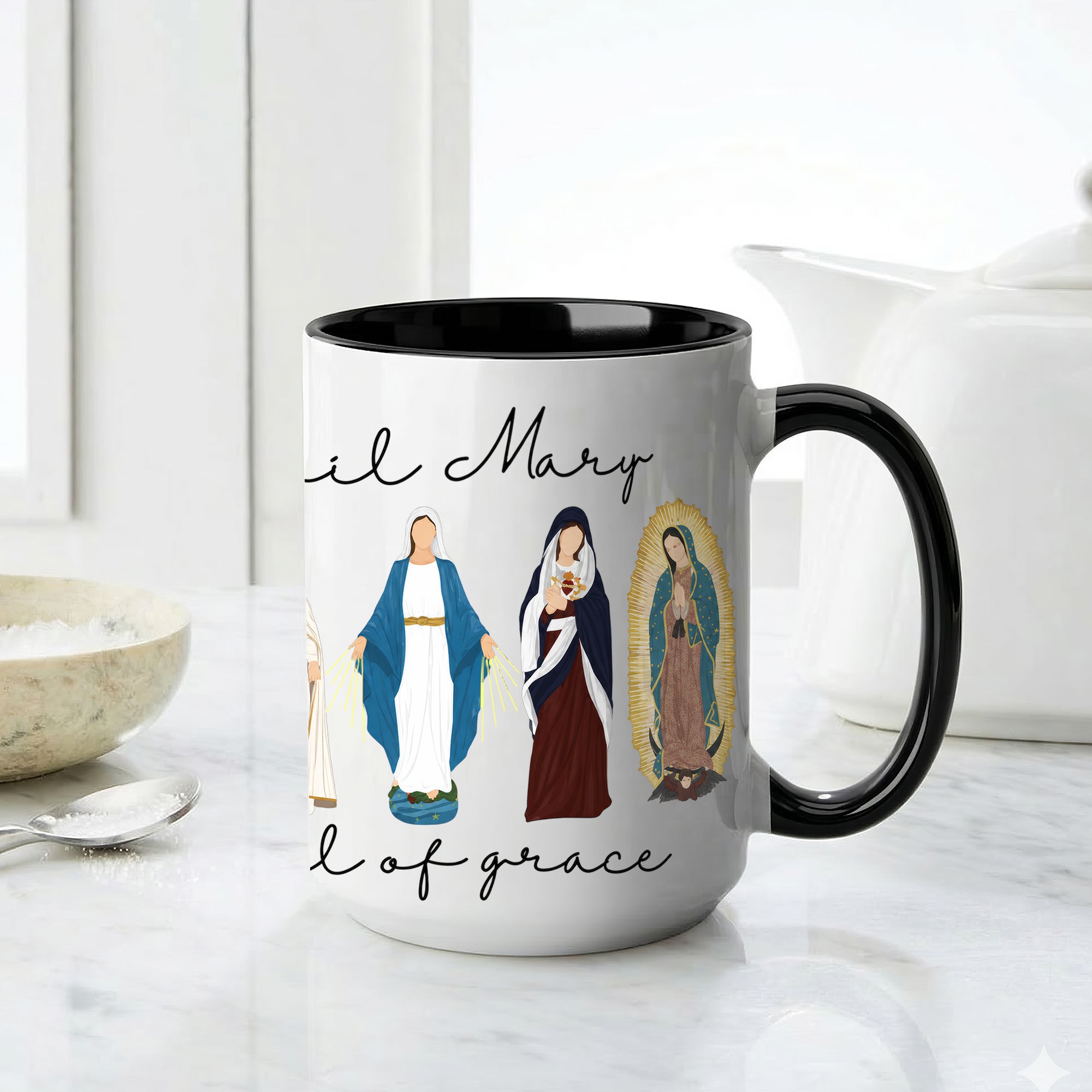 Hail Mary Full of Grace Ceramic Mug - Perfect Christian Gift, Prayer Mug, or Daily Inspiration