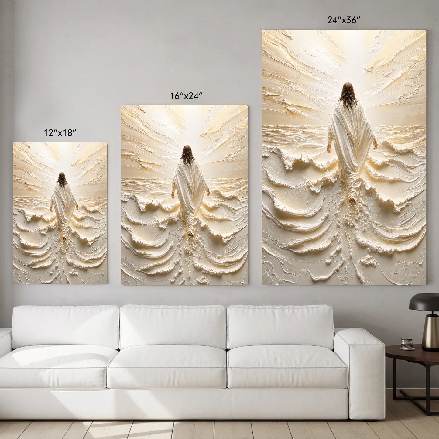 Jesus Walking on Water Through Divine Light Poster/Canvas