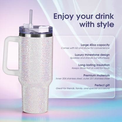 Santa Christmas Bling Diamond Tumbler 40oz - Sparkling Holiday Rhinestone Cup