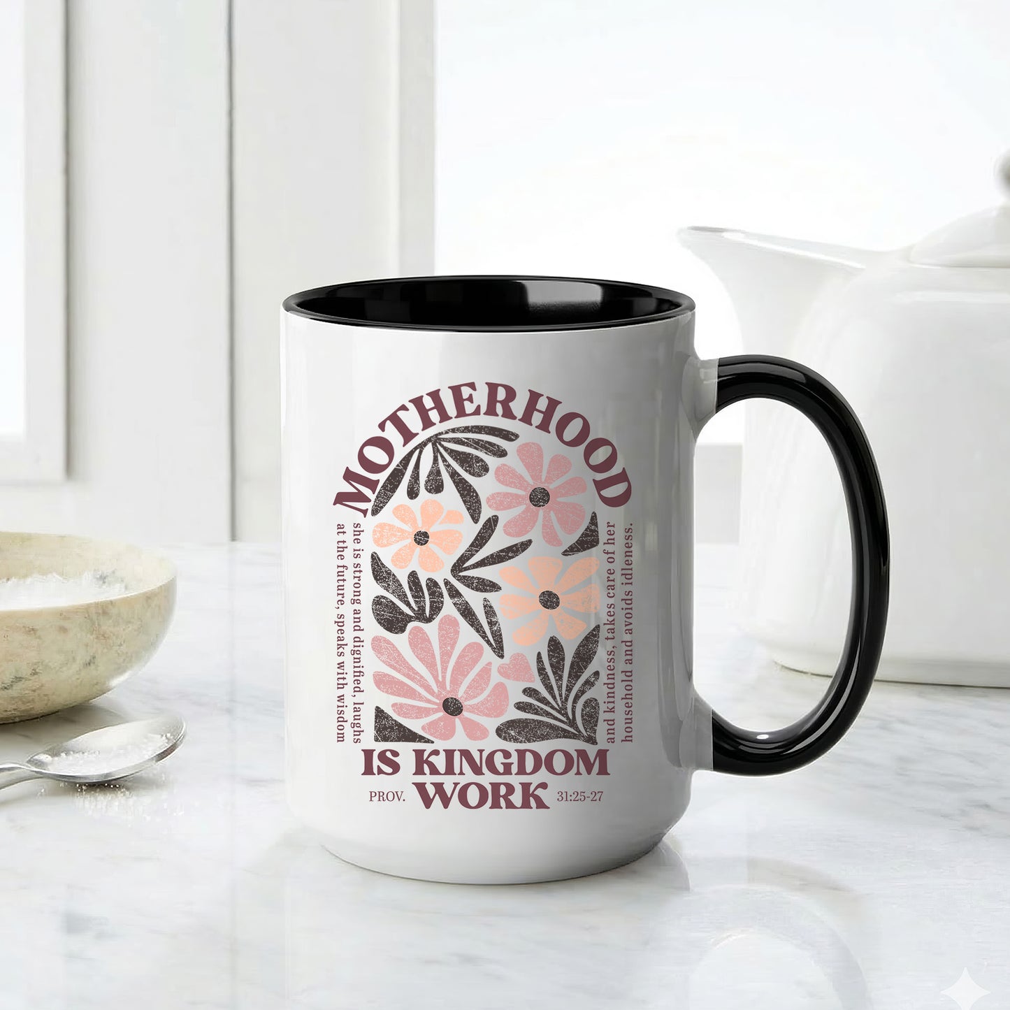 Motherhood is Kingdom Work Mug - Perfect Christian Gift, Prayer Mug, or Daily Inspiration