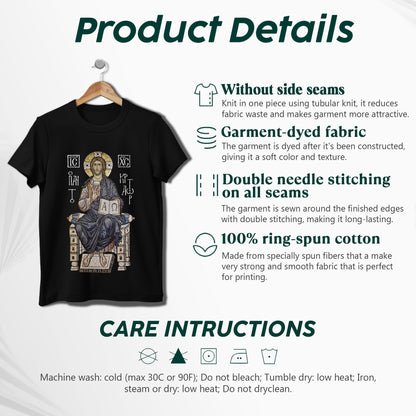 Byzantine Orthodox Jesus Christ Pantocrator T-Shirt - IC XC NIKA Traditional Icon