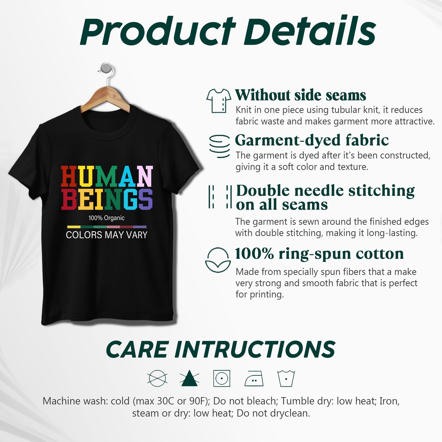 "Human Beings - Colors May Vary" Unisex Diversity T-Shirt | 100% Organic Equality Statement Tee