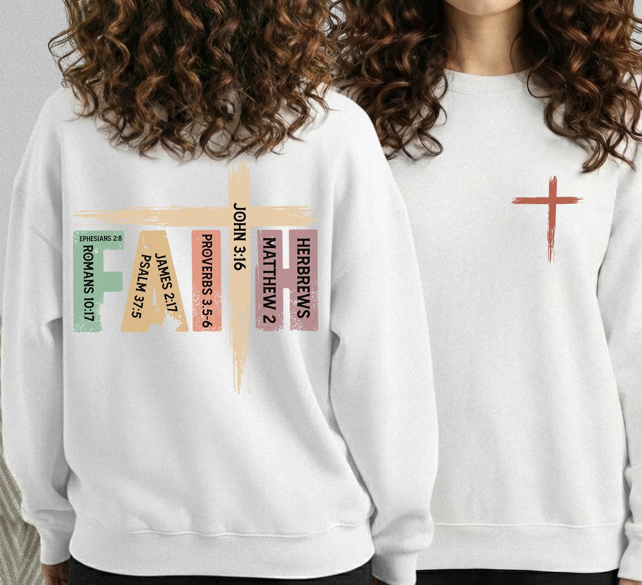 Faith Scripture Cross Typography – Two Sides – Minimalist Faith – Unisex Tshirt /Hoodie/Sweatshirt - Faith Guided Life