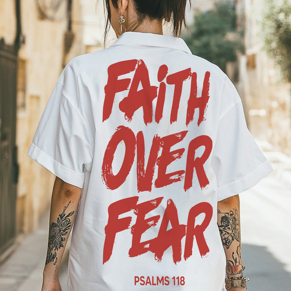 Faith Over Fear Print Red Design Hawaiian 041-1