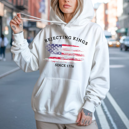 Rejecting Kings Since 1776 Distressed American Flag T-Shirt
