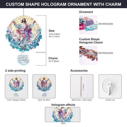 "Light of the World” Holo Acrylic 2-Layer Ornament with Prayer Tag