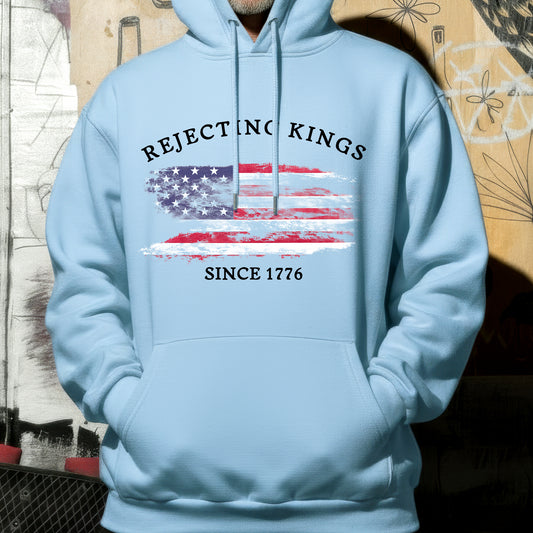 Rejecting Kings Since 1776 Distressed American Flag T-Shirt