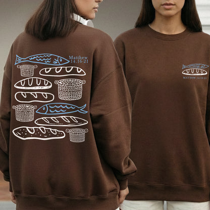 Matthew 14:16-21 Fish And Bread Baskets - Two Sides - Faith Message - Unisex Tshirt / Hoodie / Sweatshirt