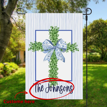 Personalized Easter Garden Flag – Custom Family Name Christian Spring Outdoor Decor