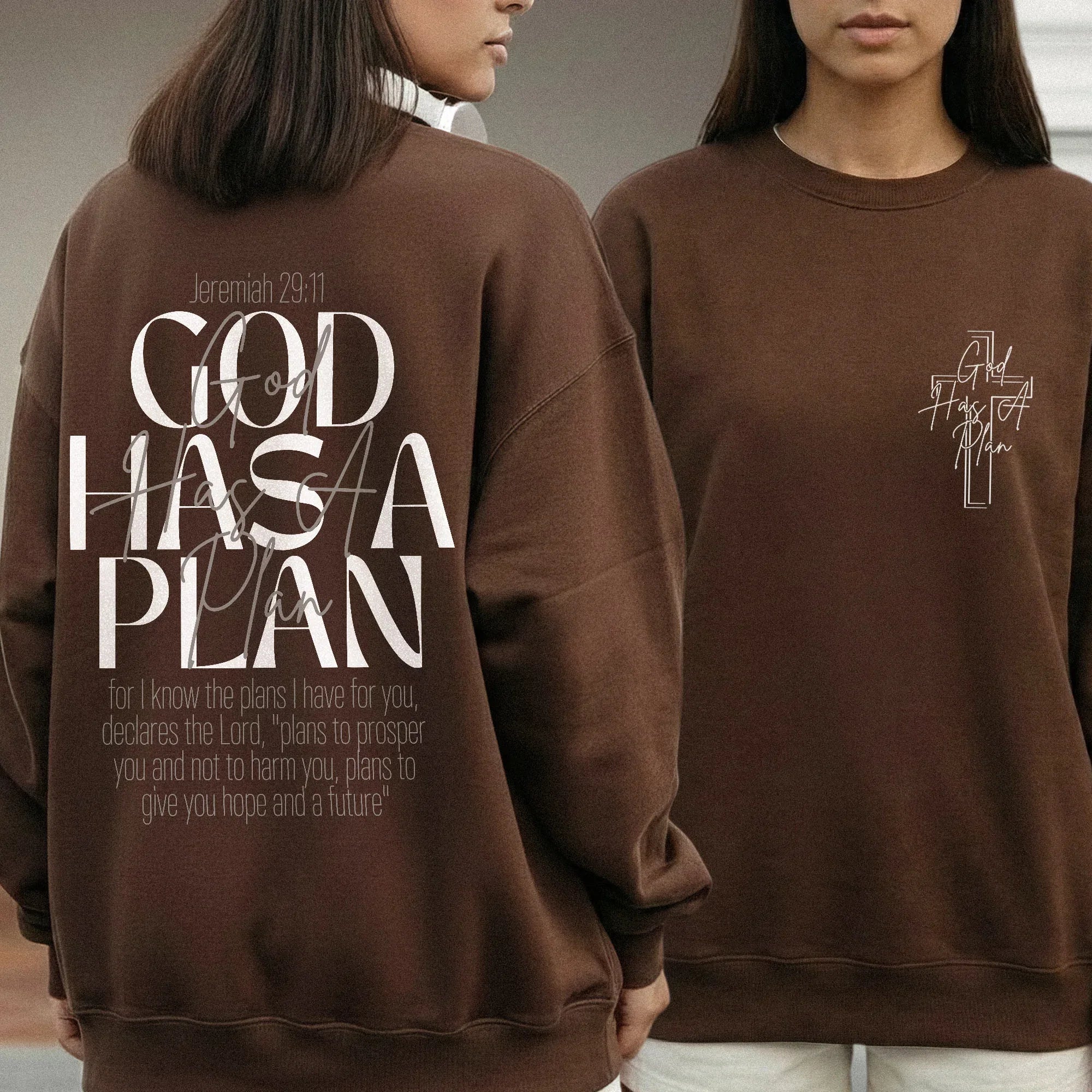 God Has a Plan Scripture Typography Design – Two Sides – Minimalist Faith – Unisex Tshirt /Hoodie/Sweatshirt - Faith Guided Life