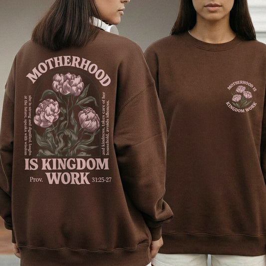 Floral Motherhood is Kingdom Work with Bible Verse – Two Sides – She is Bless – Unisex Tshirt /Hoodie/Sweatshirt