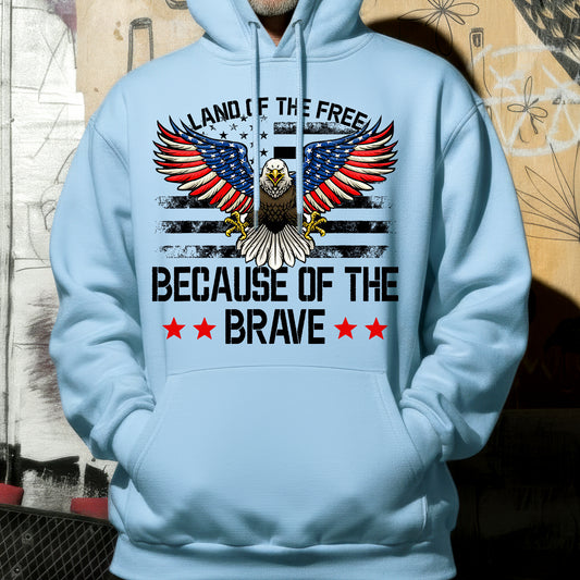 Land of the Free Because of the Brave Patriotic USA Eagle Tshirt