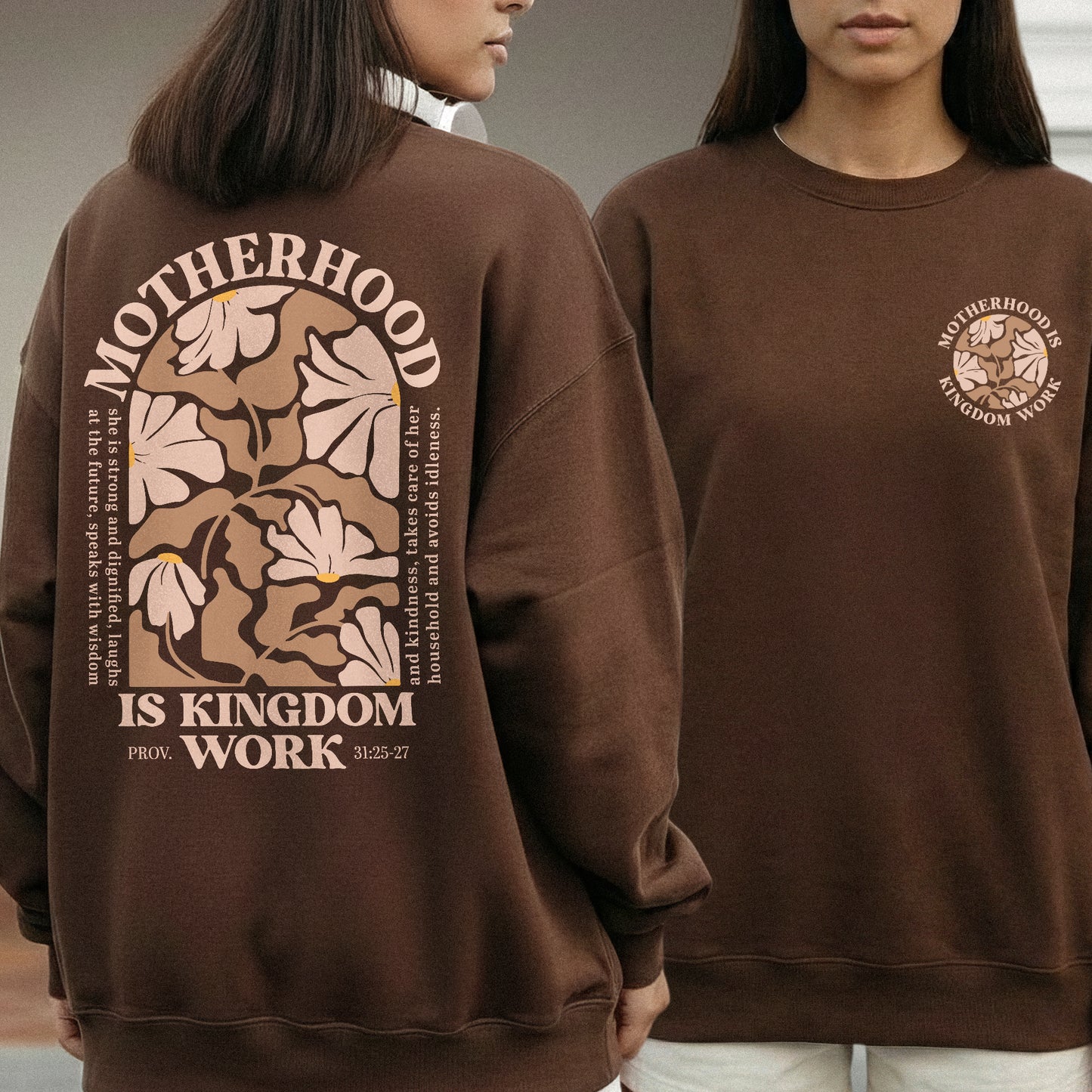 Motherhood Is Kingdom Work Floral Arch Shirt – Two Sides – She is Bless – Unisex Tshirt /Hoodie/Sweatshirt