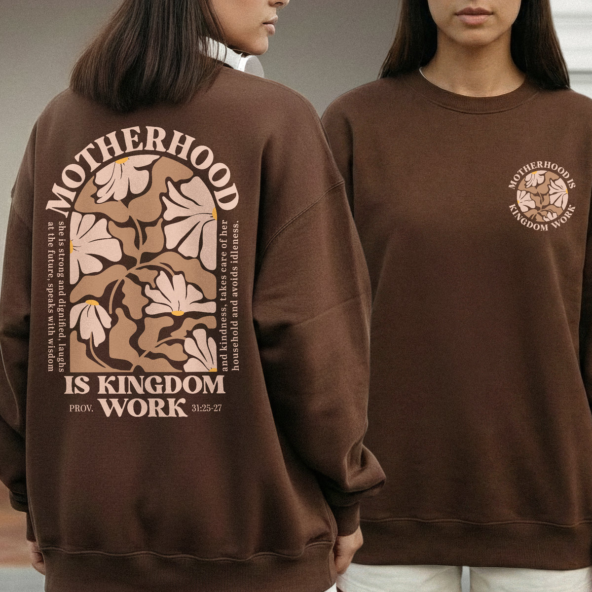 Motherhood Is Kingdom Work Floral Arch Shirt – Two Sides – She is Bless – Unisex Tshirt /Hoodie/Sweatshirt