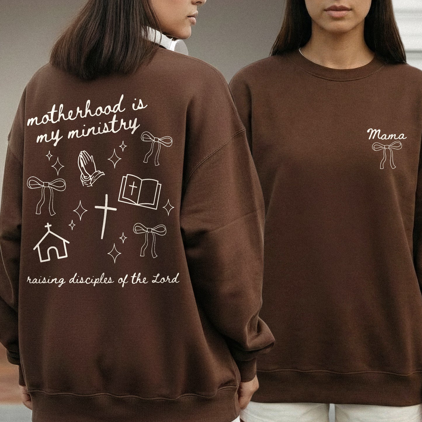 Minimal Mama Ministry with Christian Icons – Two Sides – She is Bless – Unisex Tshirt /Hoodie/Sweatshirt