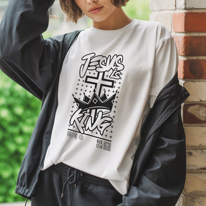 "Jesus is King" Crown Typography Christian T-Shirt | Faith Guided Life Apparel