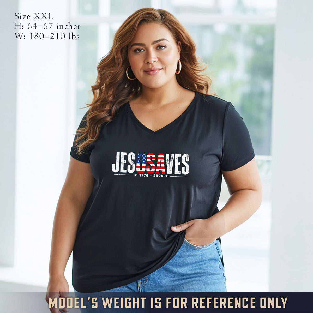 Jesus Saves America 250 Years Patriotic V-neck T-shirt