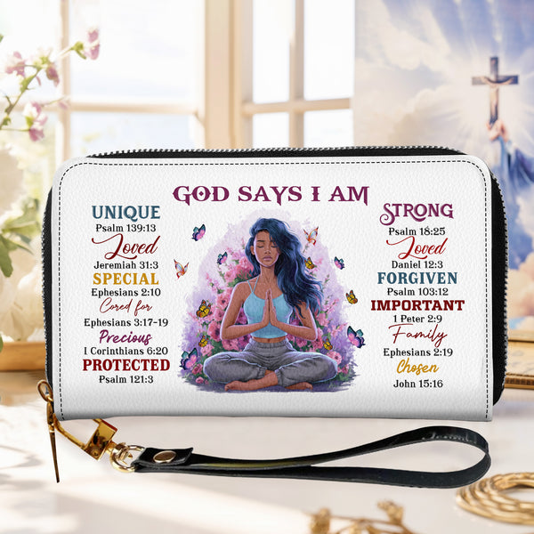 God Say I Am - Personalized Wallet Woman - Custom Wallet - Zipper Wallet