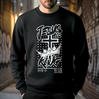 "Jesus is King" Crown Typography Christian T-Shirt | Faith Guided Life Apparel
