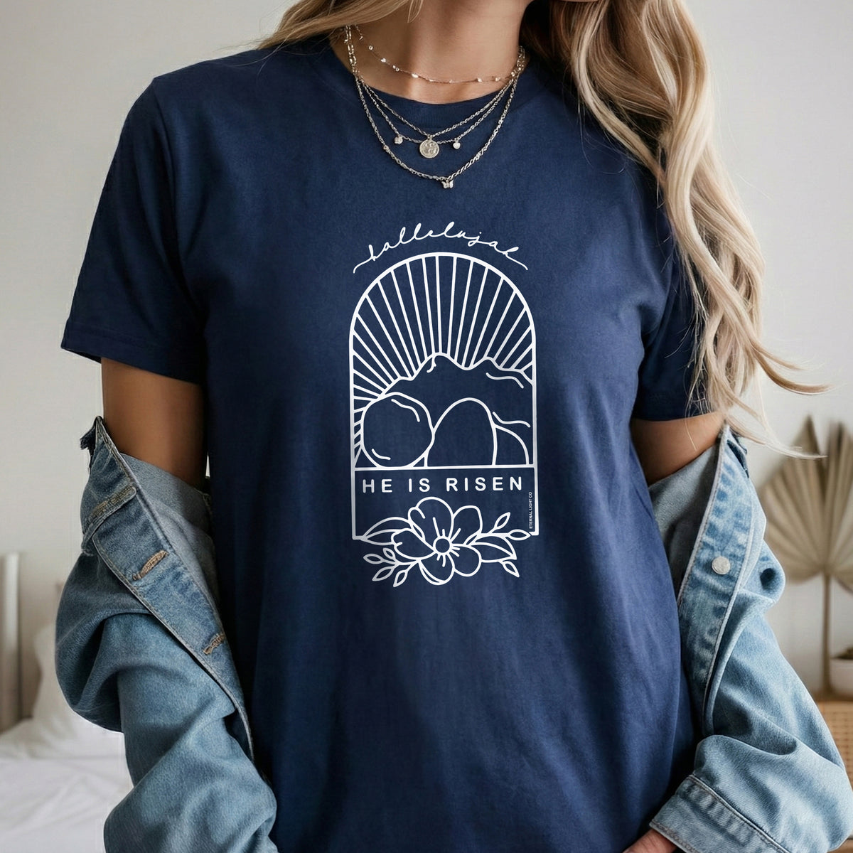 Easter Sunday Empty Tomb Line Art – He is Risen – Unisex Tshirt / Hoodie / Sweatshirt