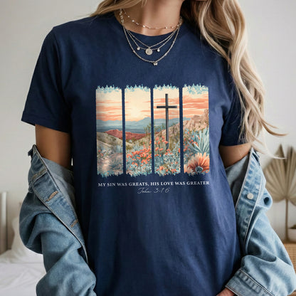 John 3:16 Christian Desert Landscape – He is Risen – Unisex Tshirt / Hoodie / Sweatshirt