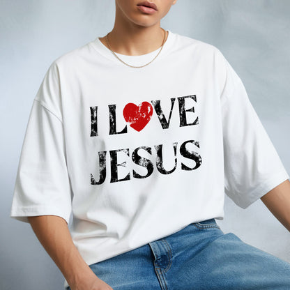 "I Love Jesus" Unisex Distressed Christian T-Shirt | John 3:16 Love Declaration Tee | Faith Guided Life Apparel