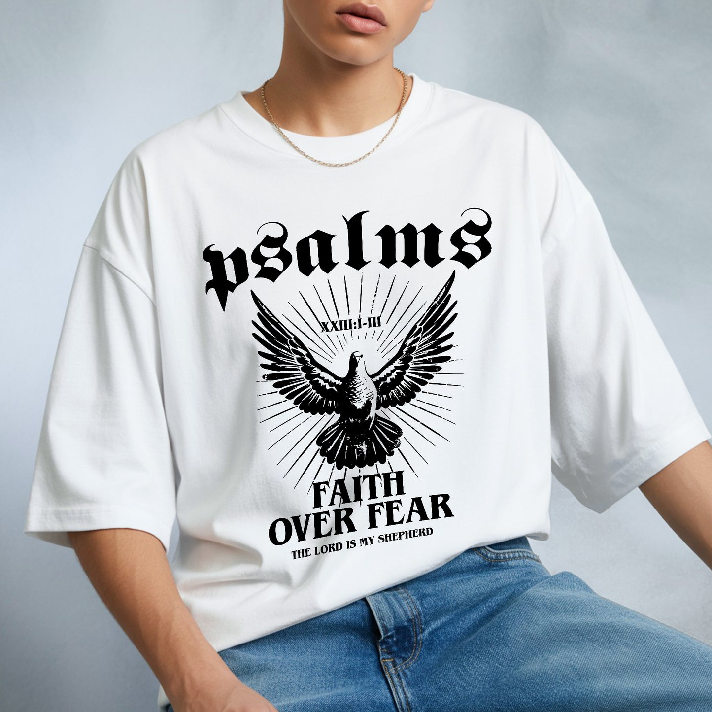 "Psalms Faith Over Fear" Eagle Wings Christian T-Shirt | Faith Guided Life Apparel