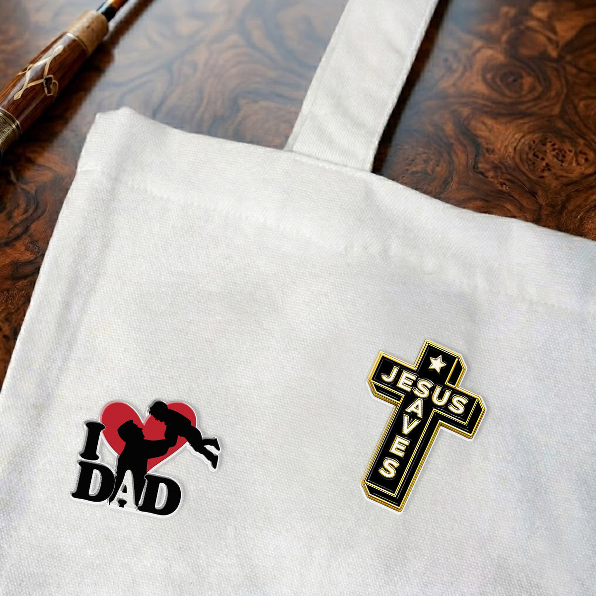 Jesus Saves Acrylic Pin – Christian Cross Pin for Jackets, Bags, Hats, and More