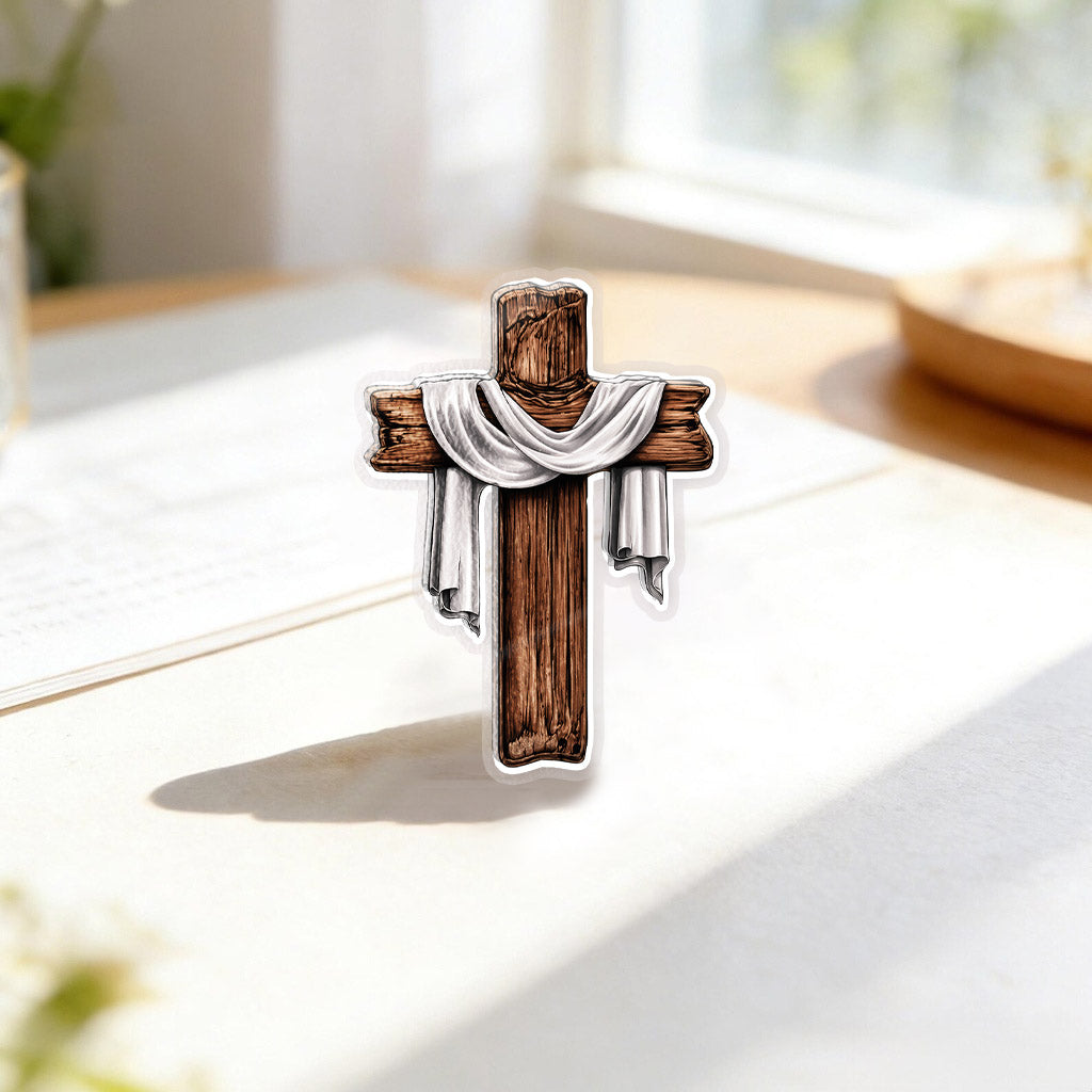 Crowned Cross Acrylic Pin – Faith-Based Pin for Apparel and Accessories