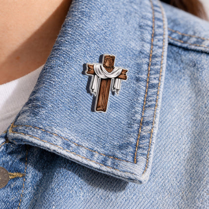 Crowned Cross Acrylic Pin – Faith-Based Pin for Apparel and Accessories