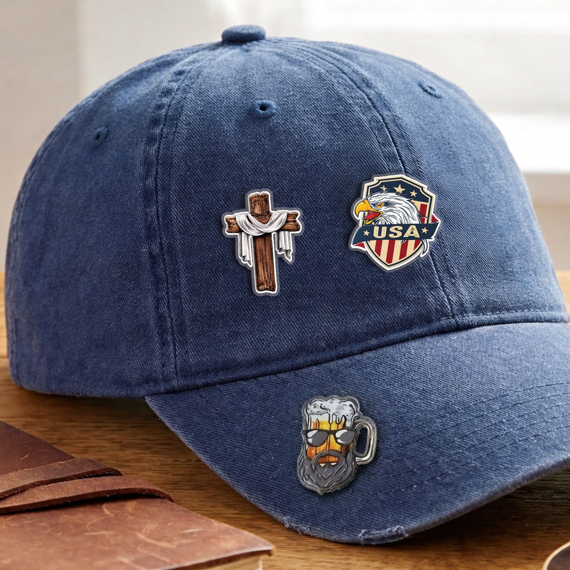 Crowned Cross Acrylic Pin – Faith-Based Pin for Apparel and Accessories
