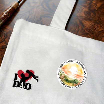 Psalm 61:2 Faith Landscape Acrylic Pin – Faith-Based Pin for Apparel and Accessories