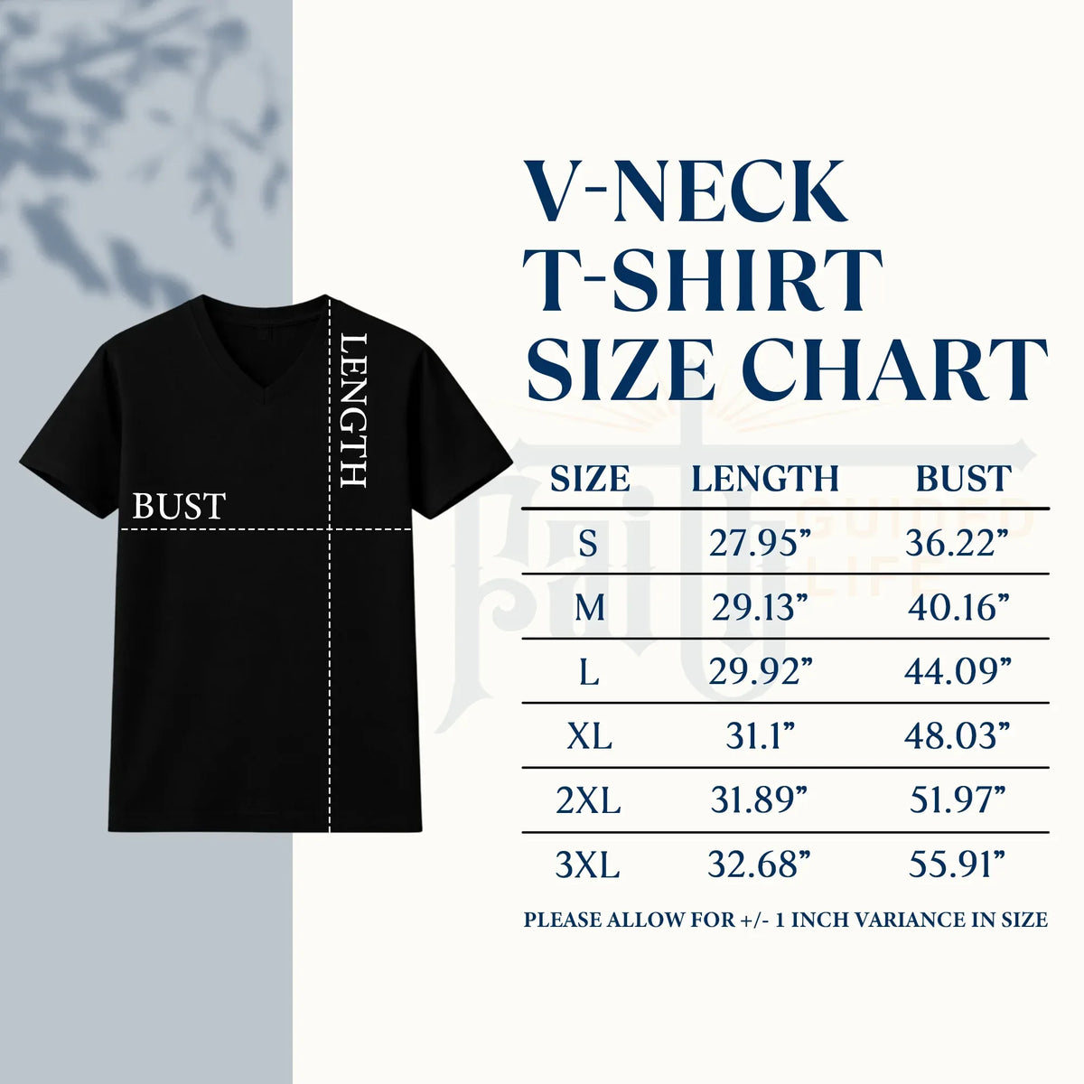 Psalm 23 V-Neck Christian Shirt - Christian Pattern - Faith Guided Life