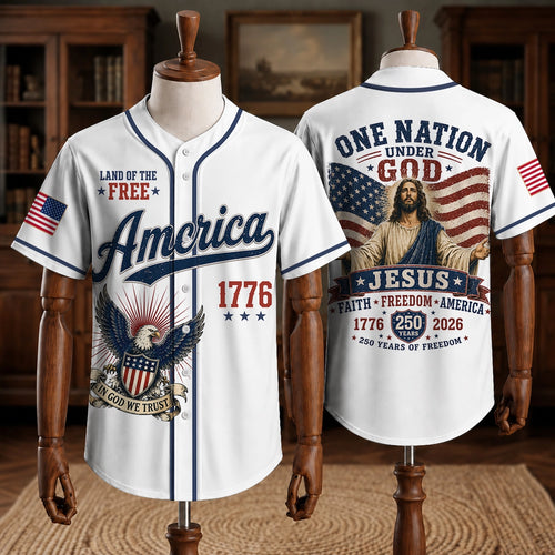 Christian Patriotic Baseball Jersey – America 250 Years Anniversary
