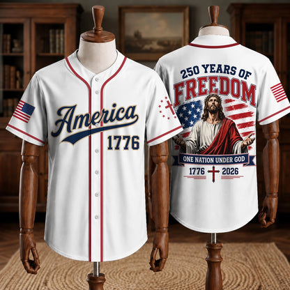 Christian Patriotic Baseball Jersey – America 250 Years Anniversary