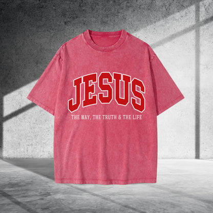 Jesus The Way The Truth & The Life Unisex Vintage Washed T-Shirt - Christian Faith Declaration