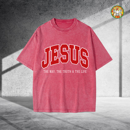 Jesus The Way The Truth & The Life Unisex Vintage Washed T-Shirt - Christian Faith Declaration