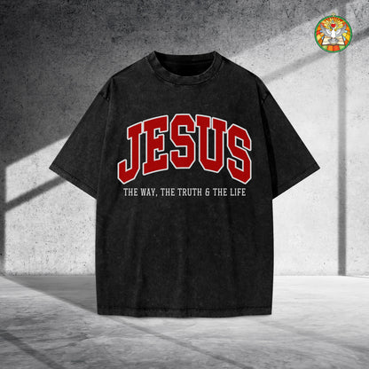 Jesus The Way The Truth & The Life Unisex Vintage Washed T-Shirt - Christian Faith Declaration