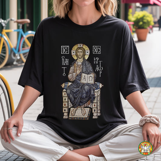 Byzantine Orthodox Jesus Christ Pantocrator T-Shirt - IC XC NIKA Traditional Icon