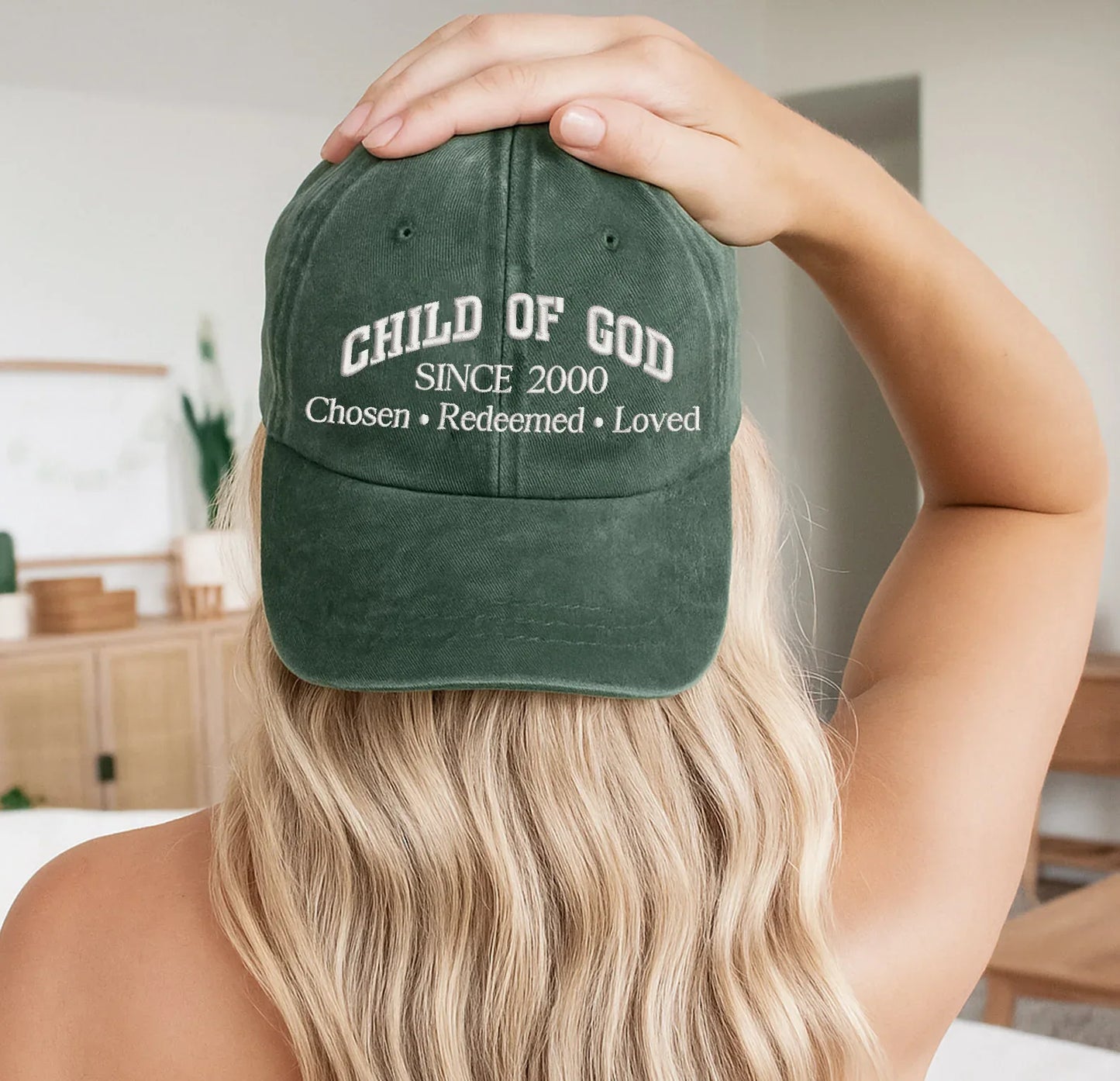 Child Of God Chosen & Redeemed Custom Year - Unisex Washed Cap - Faith Guided Life