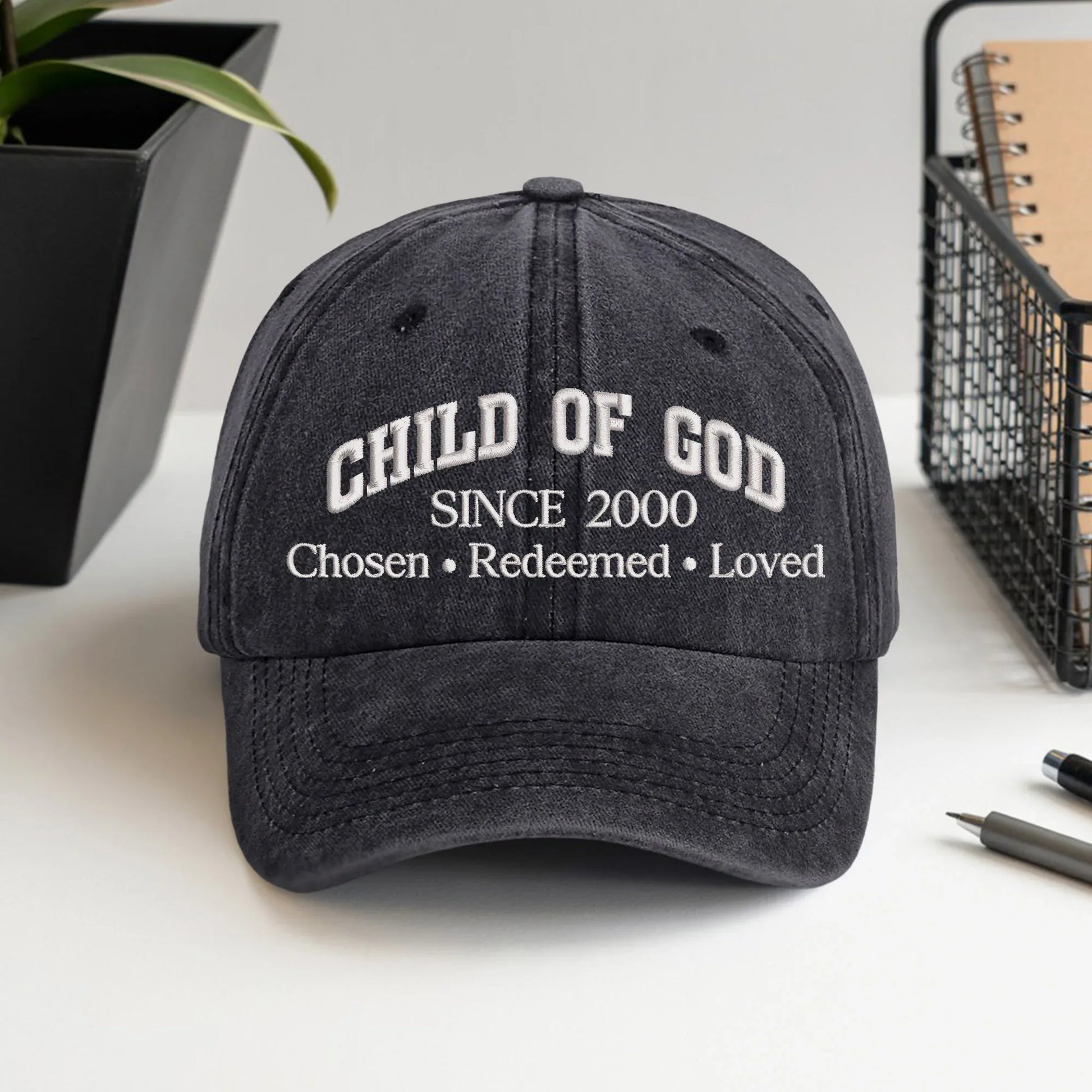 Child Of God Chosen & Redeemed Custom Year - Unisex Washed Cap - Faith Guided Life