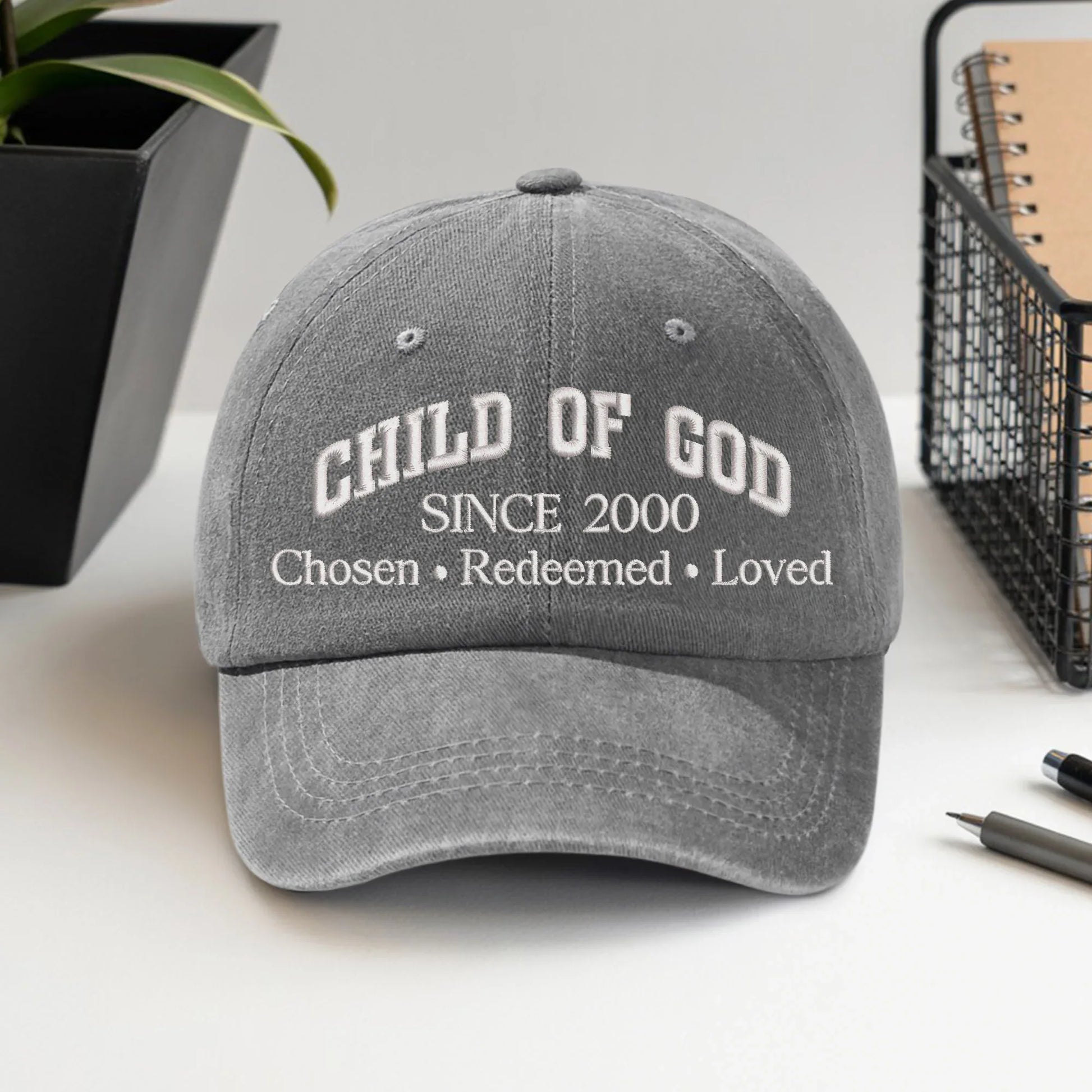 Child Of God Chosen & Redeemed Custom Year - Unisex Washed Cap - Faith Guided Life